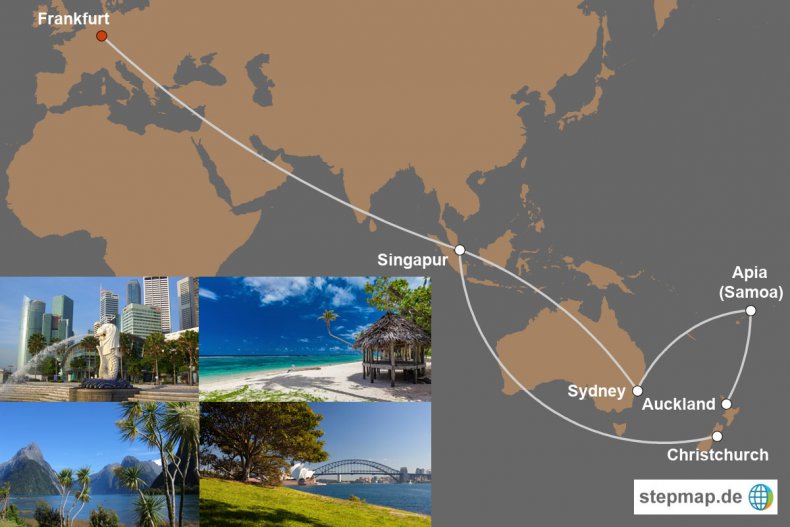 Flug Singapur - Neuseeland - Samoa - Australien