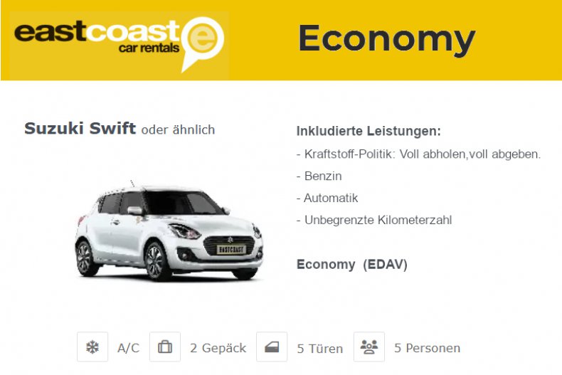 Mietwagen Kategorie: Economy