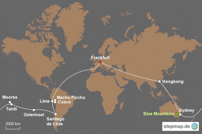 Routenrlauf: Weltreise über Südamerika und Tahiti