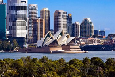 Sydney Opernhaus und Skyline